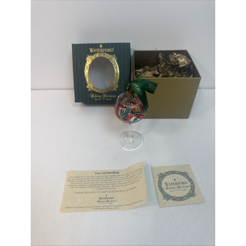 Waterford Christmas Heirlooms Lismore Mini Wine Glass Ornament Handmade In Italy